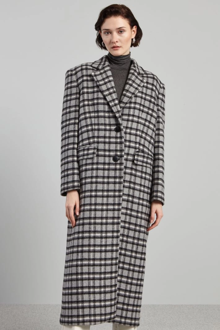 Coat with padded shoulders - GREY WHITE ANTHRACITE