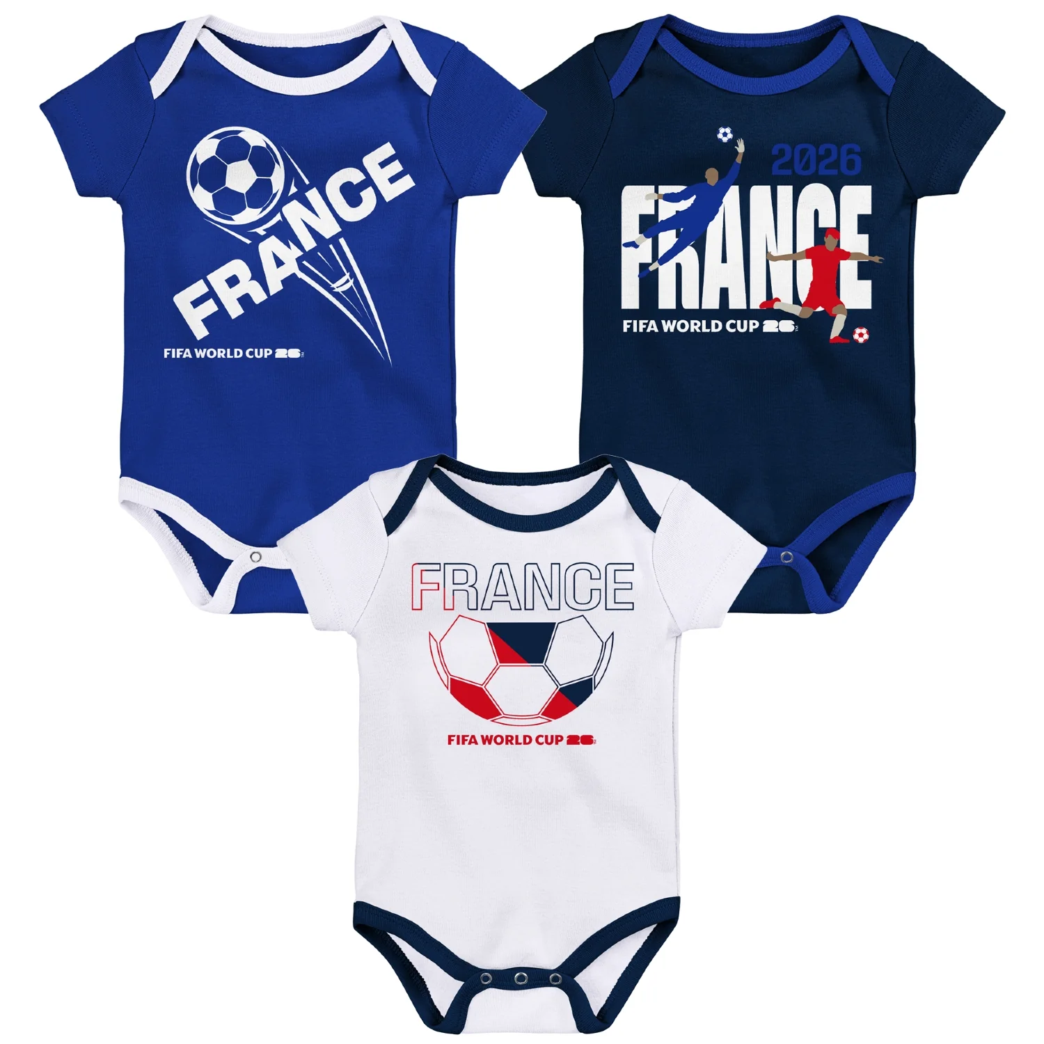 2026 Soccer Fan Collection France Onesie 3 Pack - Infant