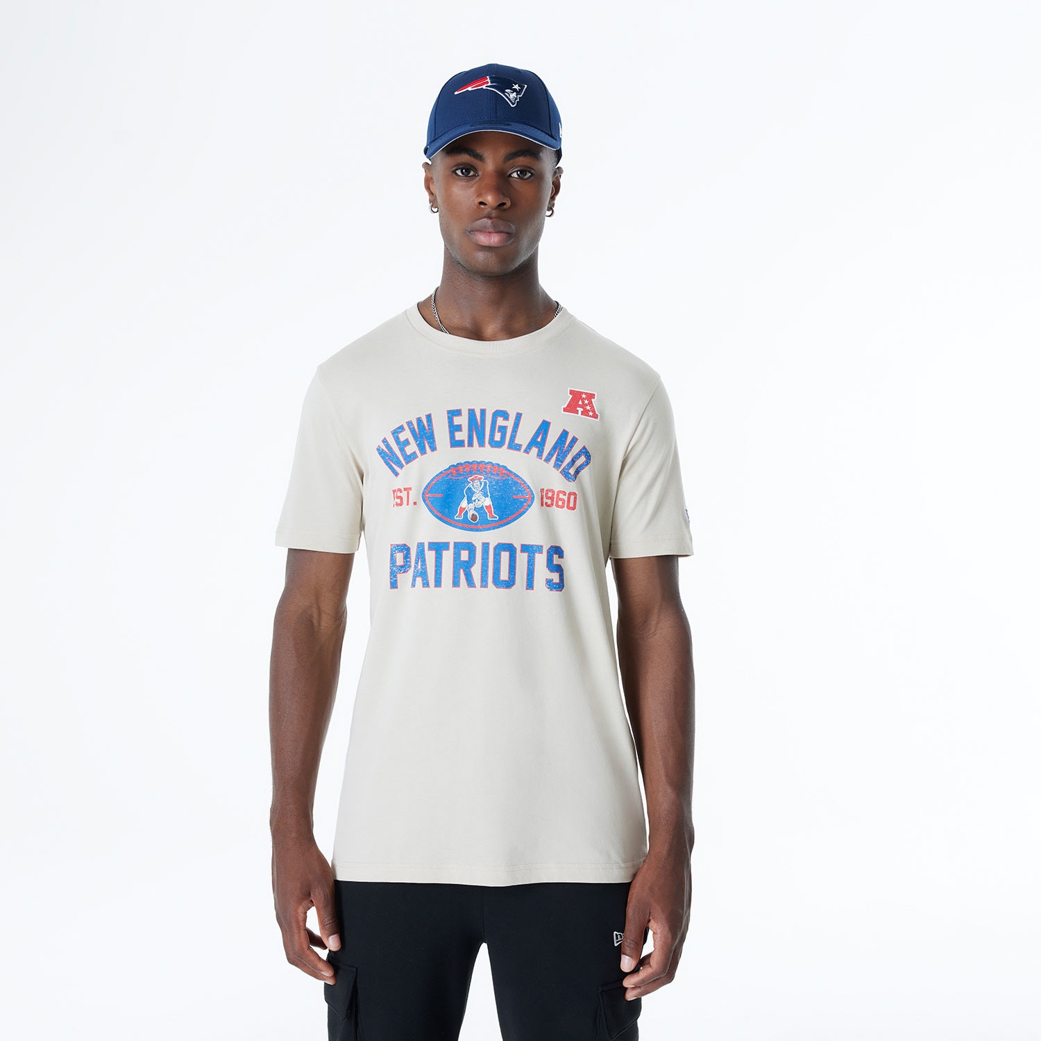 New England Patriots Historic 2024 New Era 3rd Down NFL T-Shirt Stone