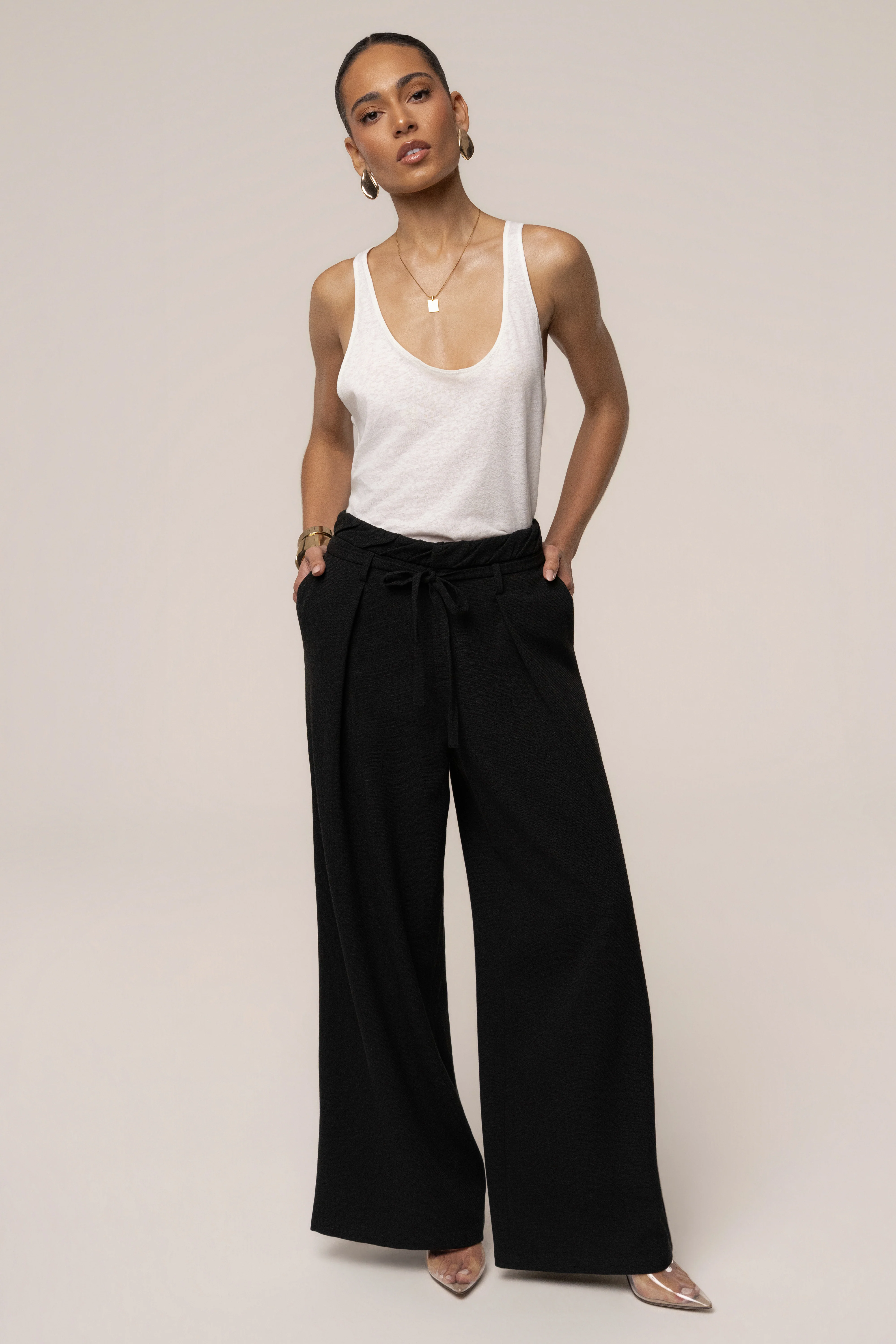 Black Refined Ease Wide Leg Pants