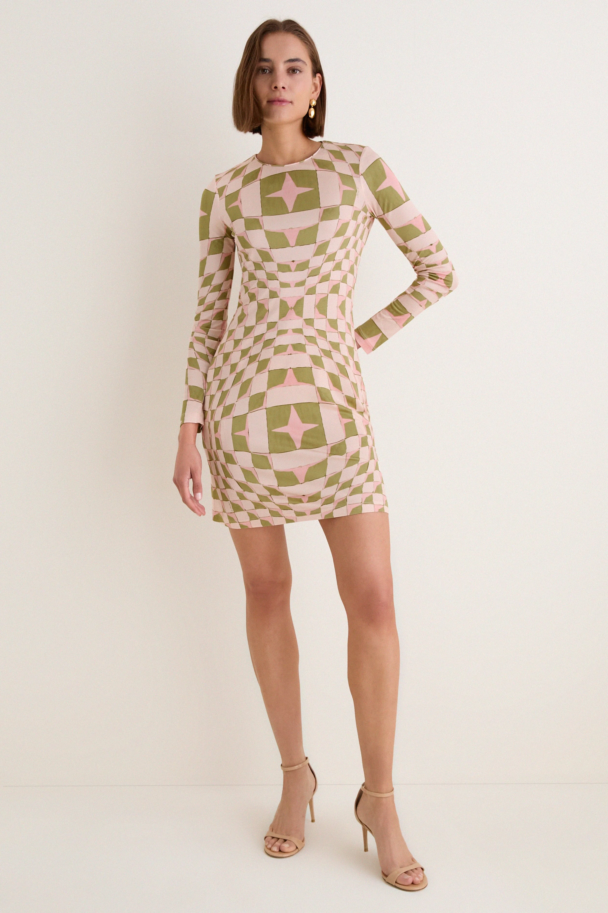 Sandglass Slinky Mini Swing Dress
