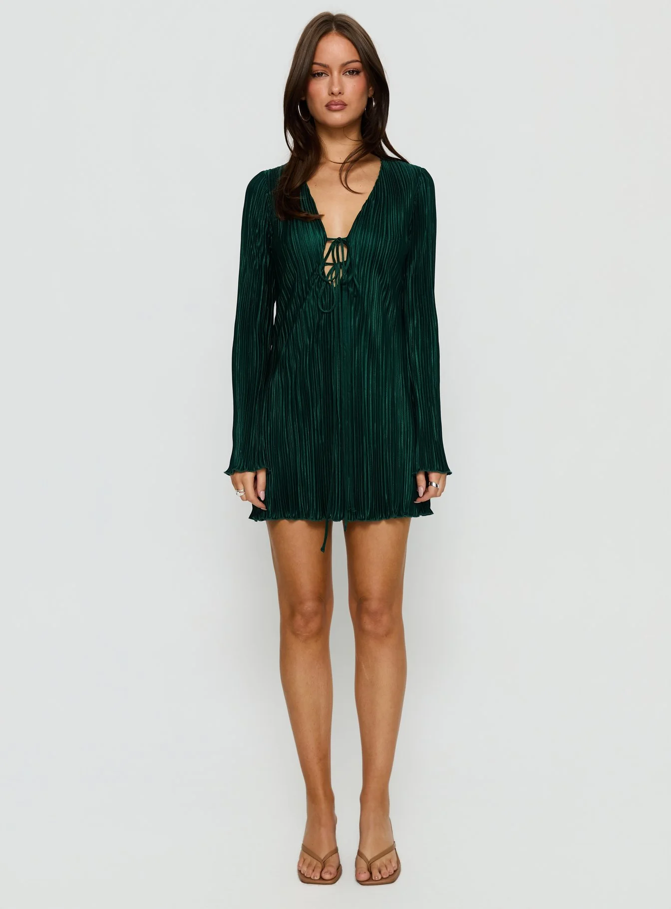 Malop Long Sleeve Mini Dress Emerald
