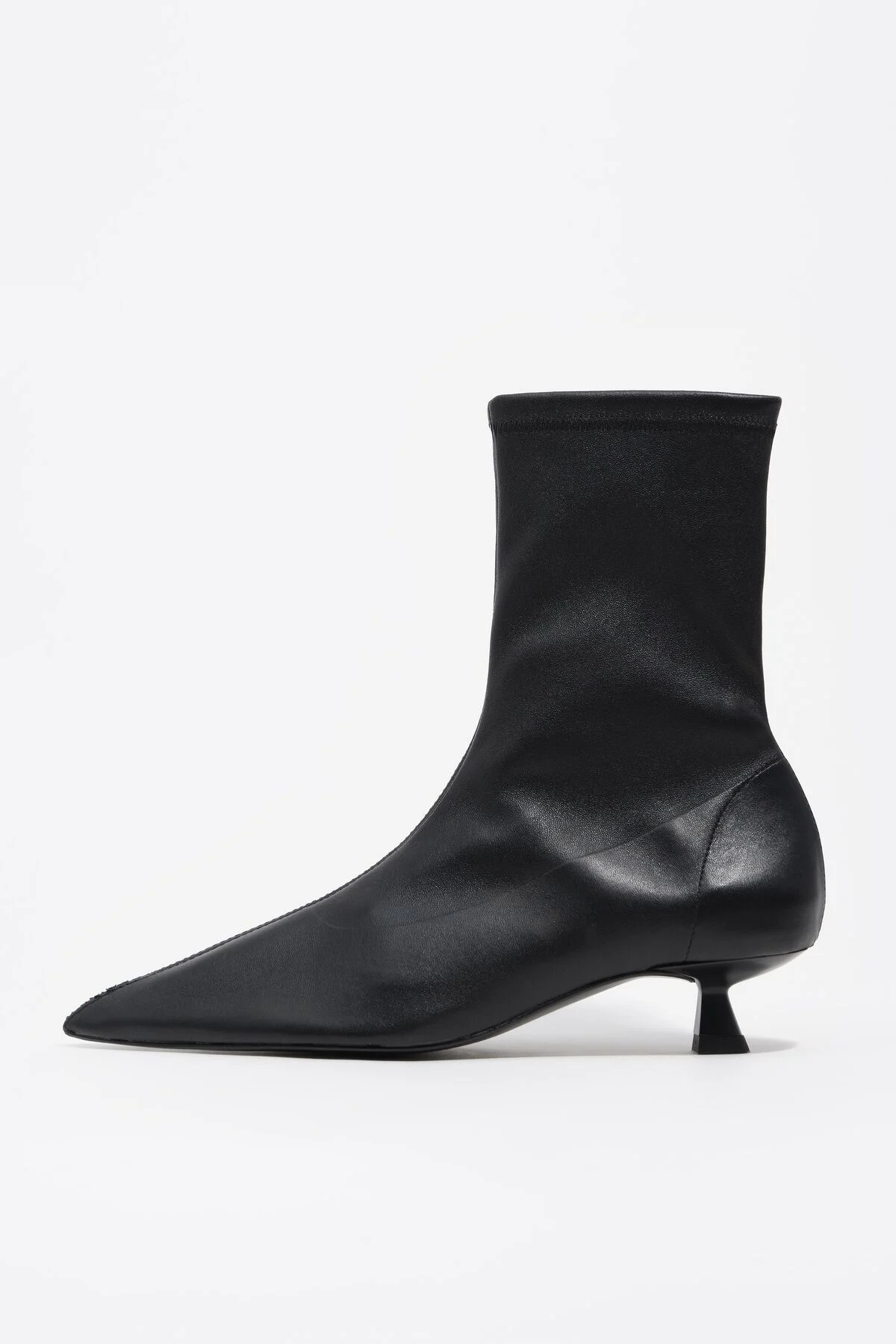 Black leather elastic ankle boot
