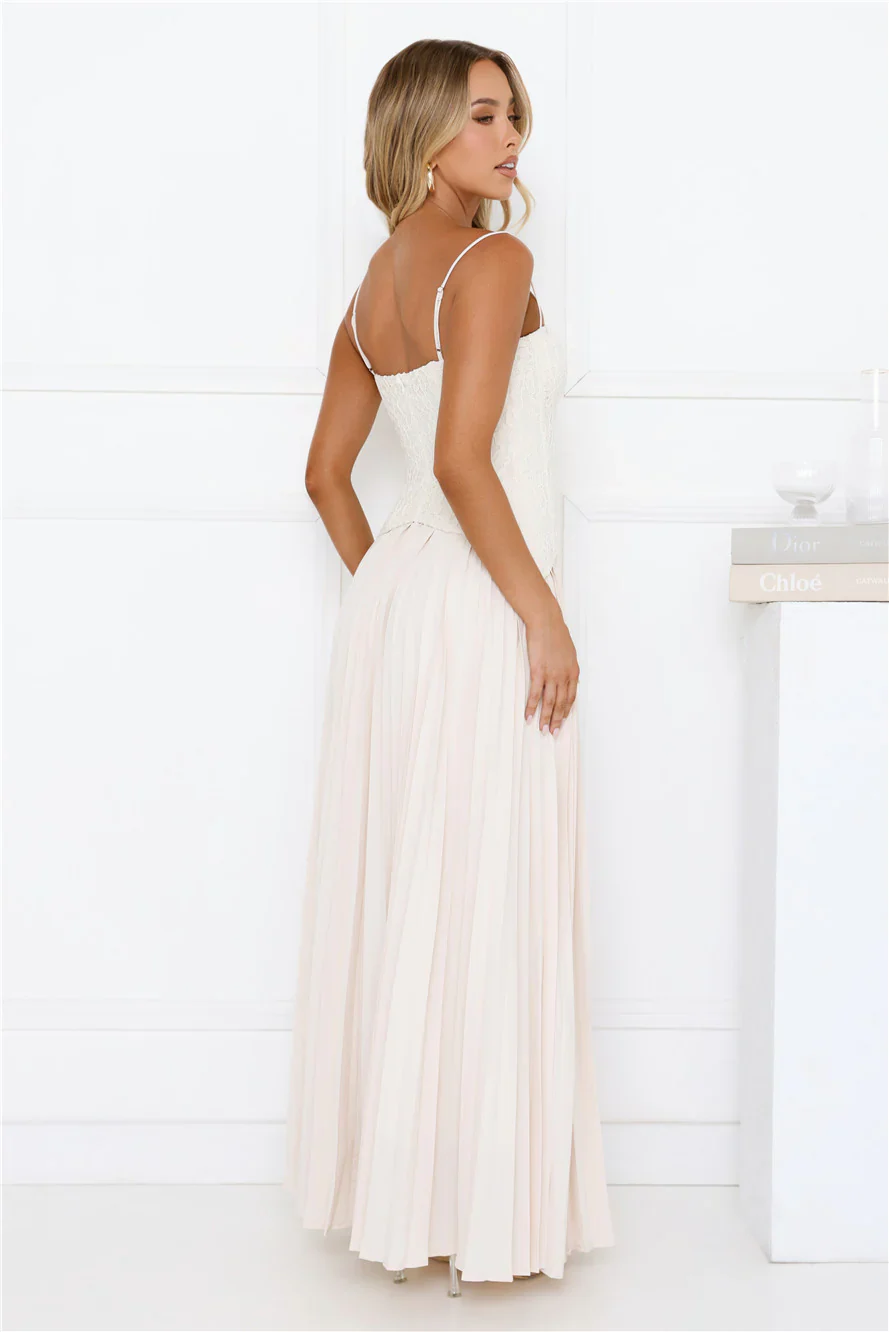 Antique Roses Lace Maxi Dress Cream