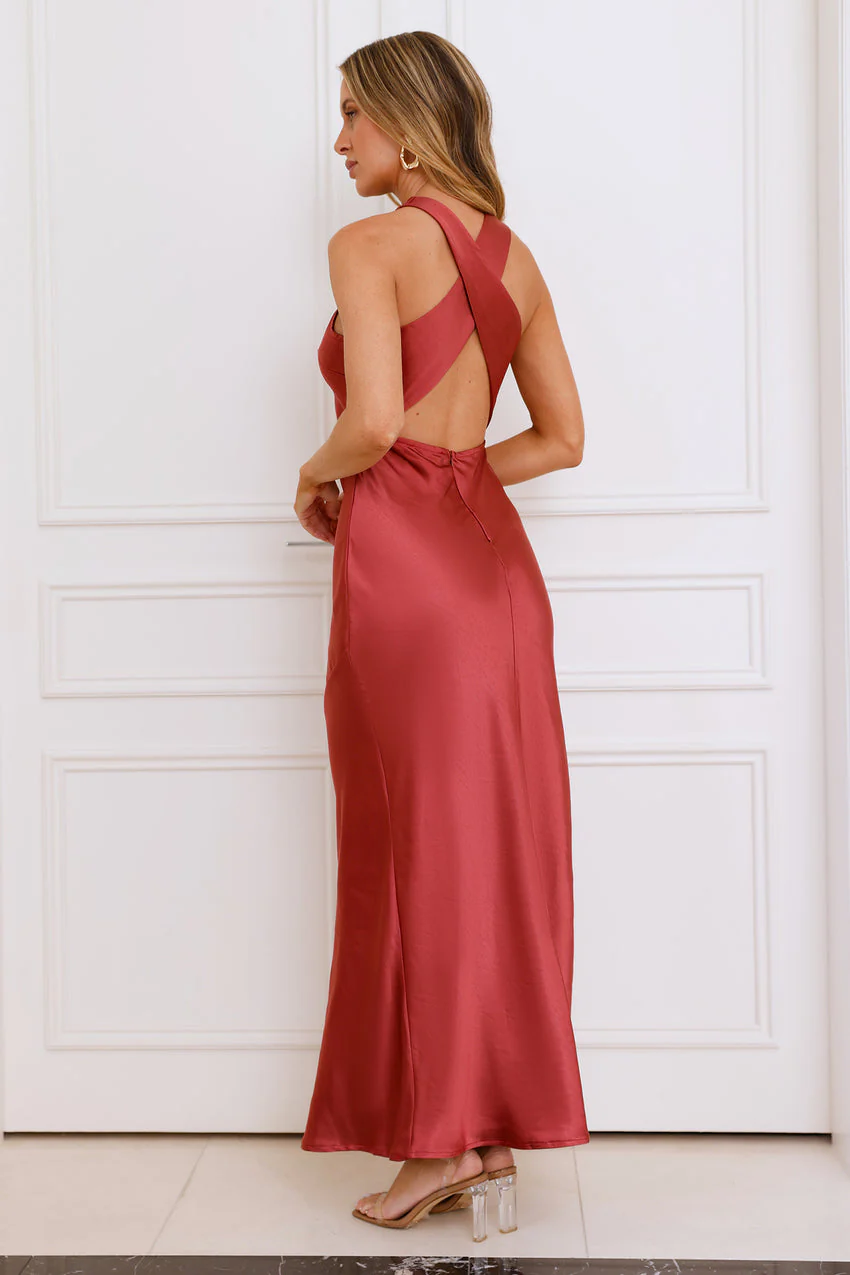 Eden Satin Maxi Dress Rose