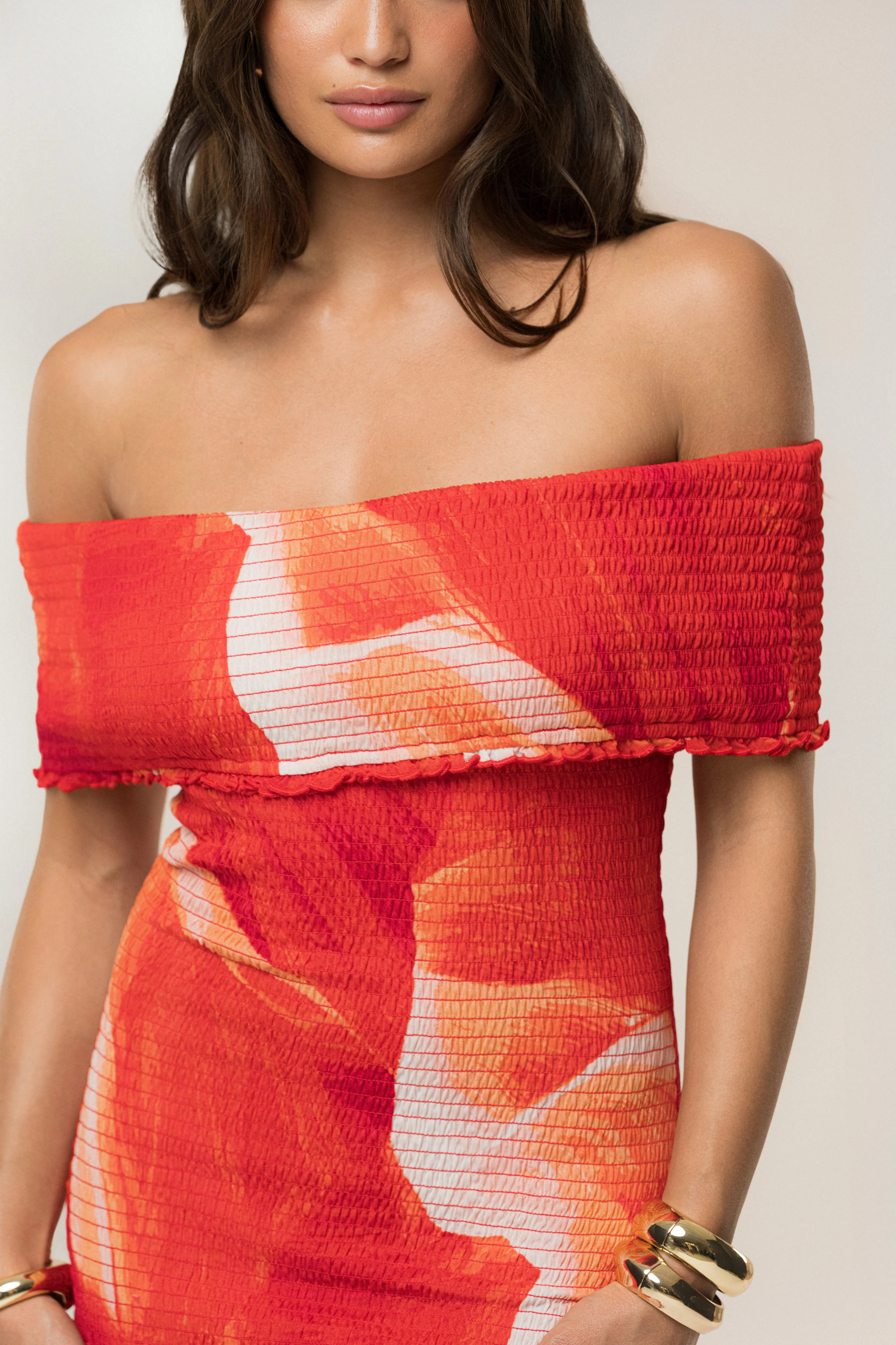 Sunset Red Garden Bliss Mini Dress