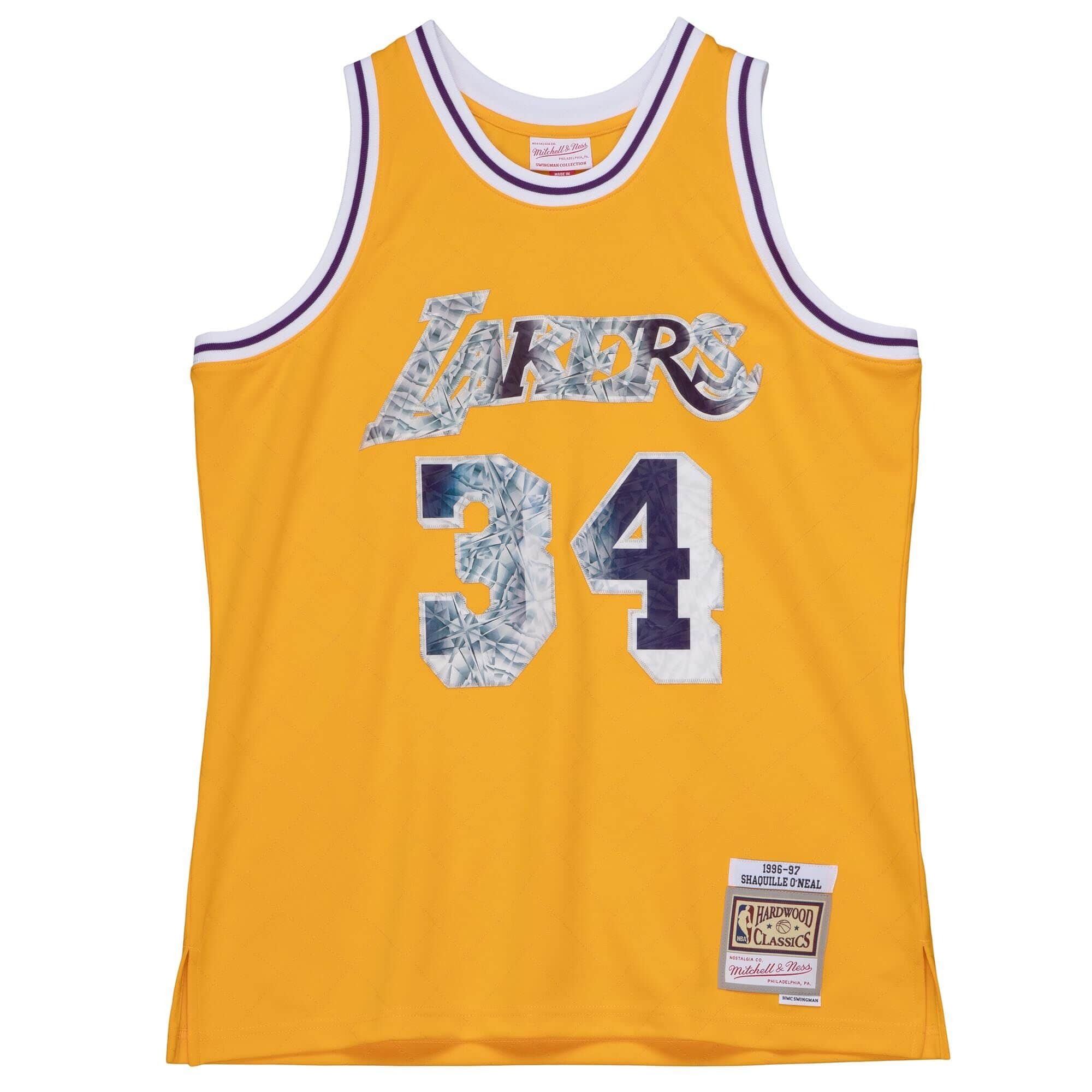 Shaq O'Neal #34 Los Angeles Lakers 75th Anniversary Mitchell & Ness Swingman NBA Jersey Yellow