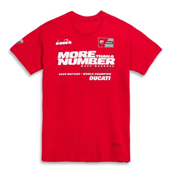 Short-sleeved T-shirt Kenny Marc Marquez WORLD CHAMPION 2025 DUCATI - Black / RedRef: KE2995