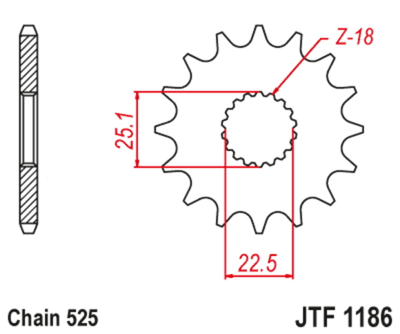 JT. noise-dampening steel transmission sprocket 1186 - 525Ref: JTC00587A / 1126786001