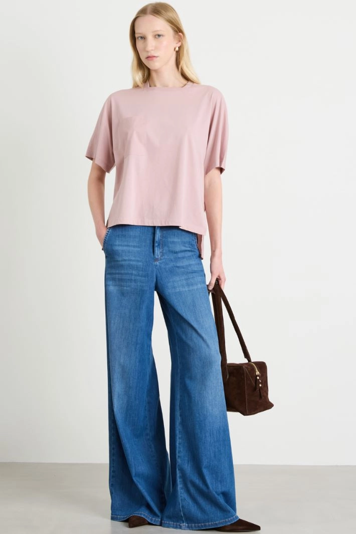 Jersey and poplin T-shirt - PINK
