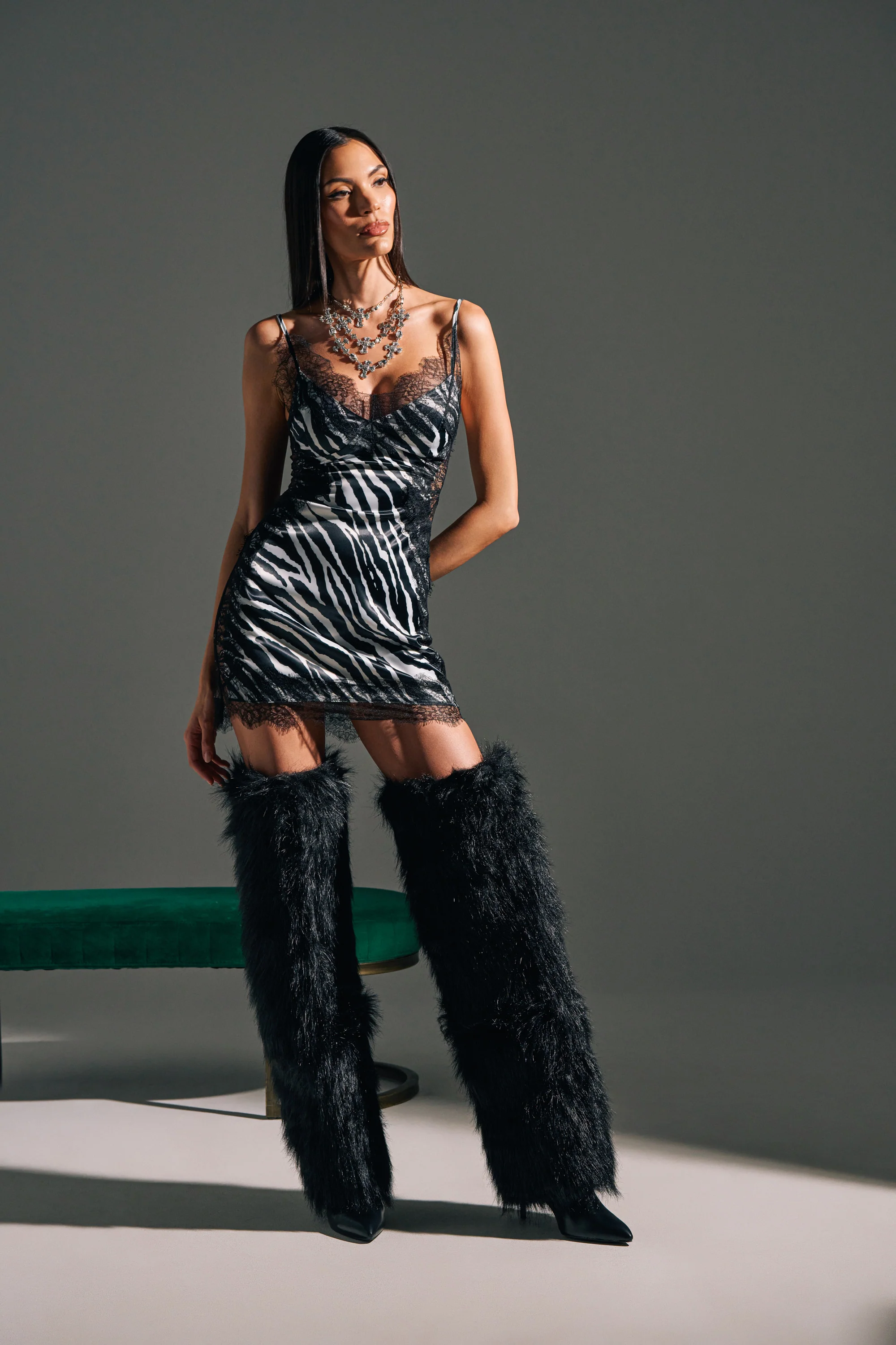 Show Us What You Got Satin Mini Dress In Zebra Print