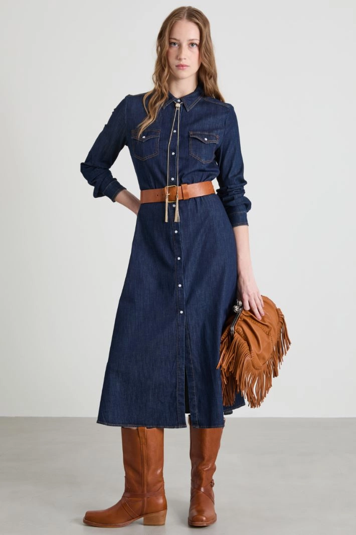 Denim shirt dress - BLUE