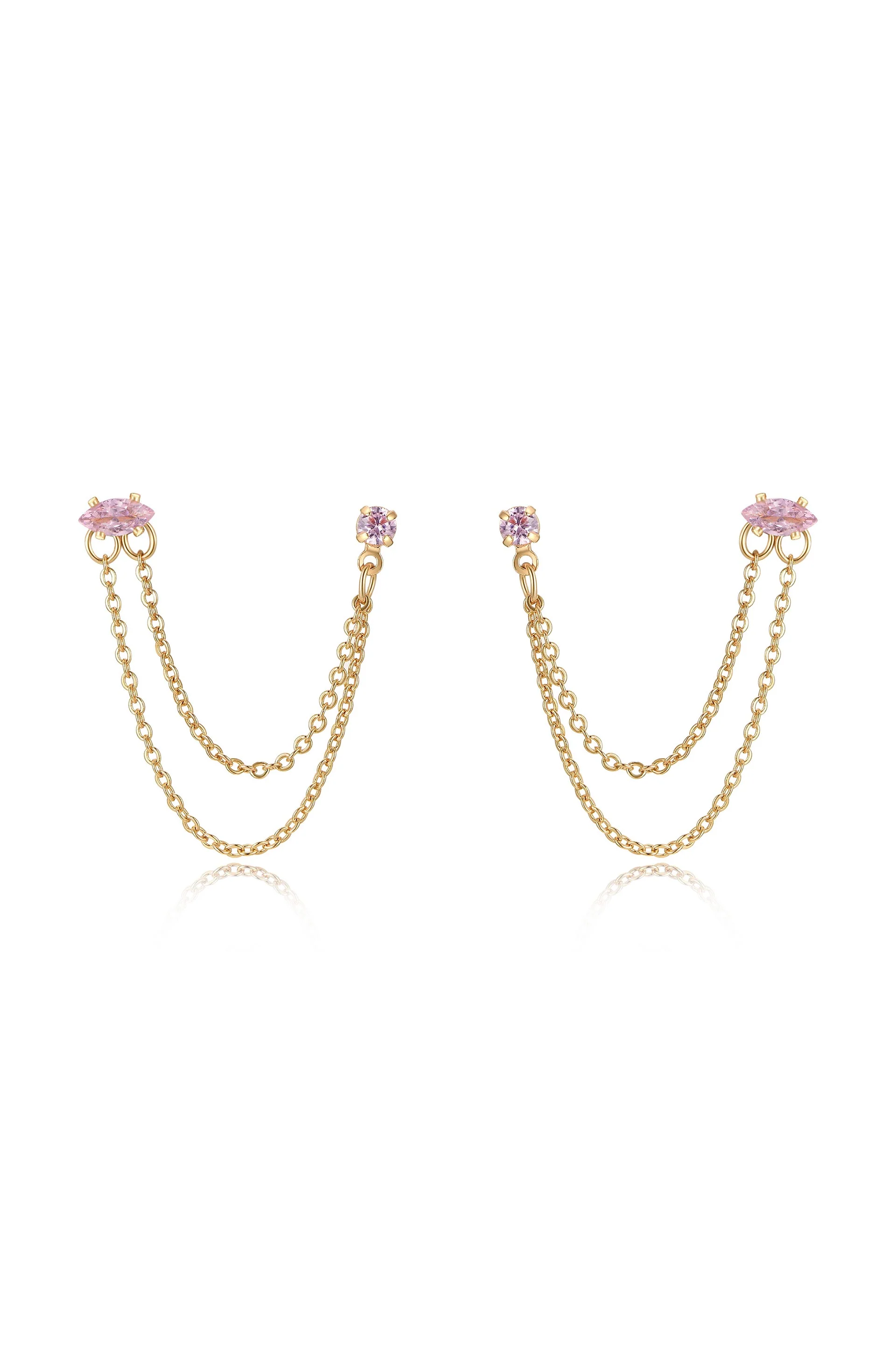 Double Piercing Chain Dangle Earrings
