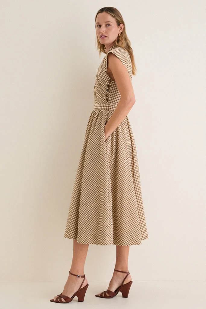 Mocha Gingham Dame Dress