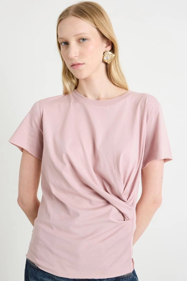 Draped T-shirt - PASTEL PINK
