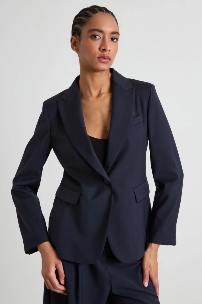 Wool canvas blazer - NIGHT BLUE