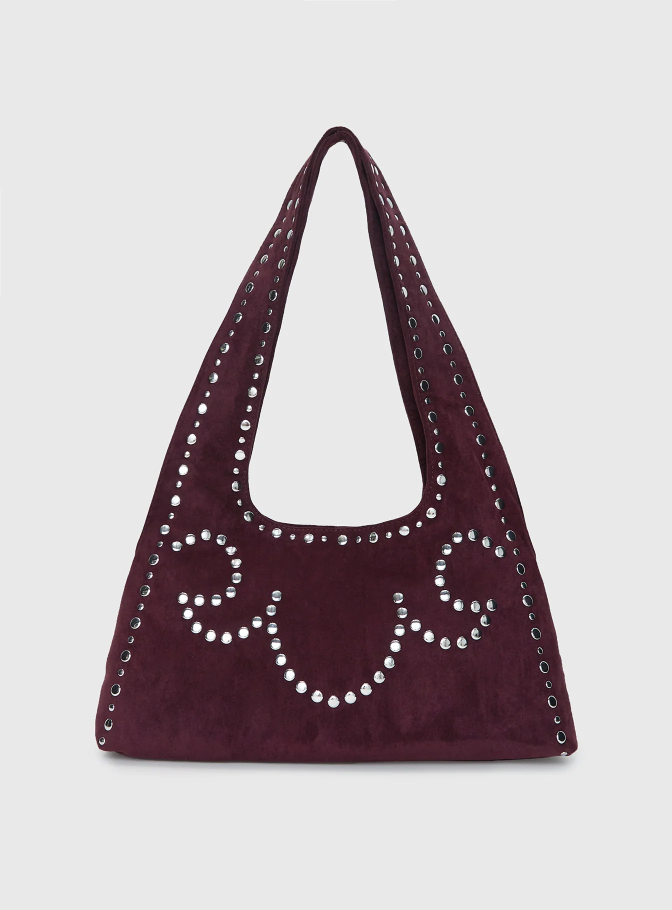 Lemoni Faux Suede Stud Bag Burgundy