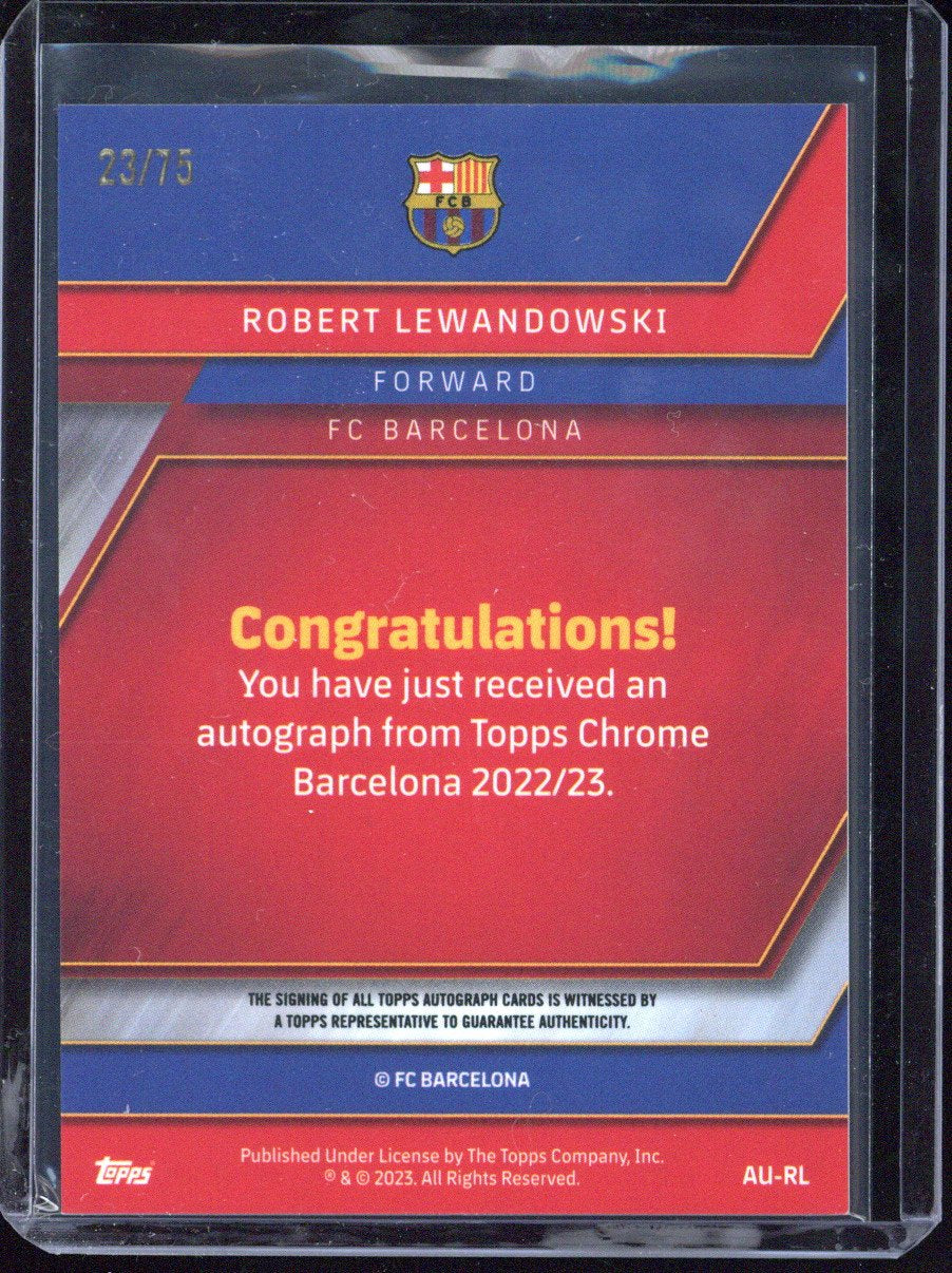 2022-23 Topps Chrome Barcelona Robert Lewandowski Autograph /75