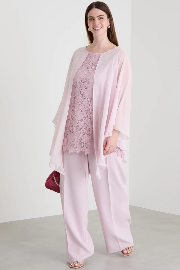 Lace and silk top - LIGHT PINK