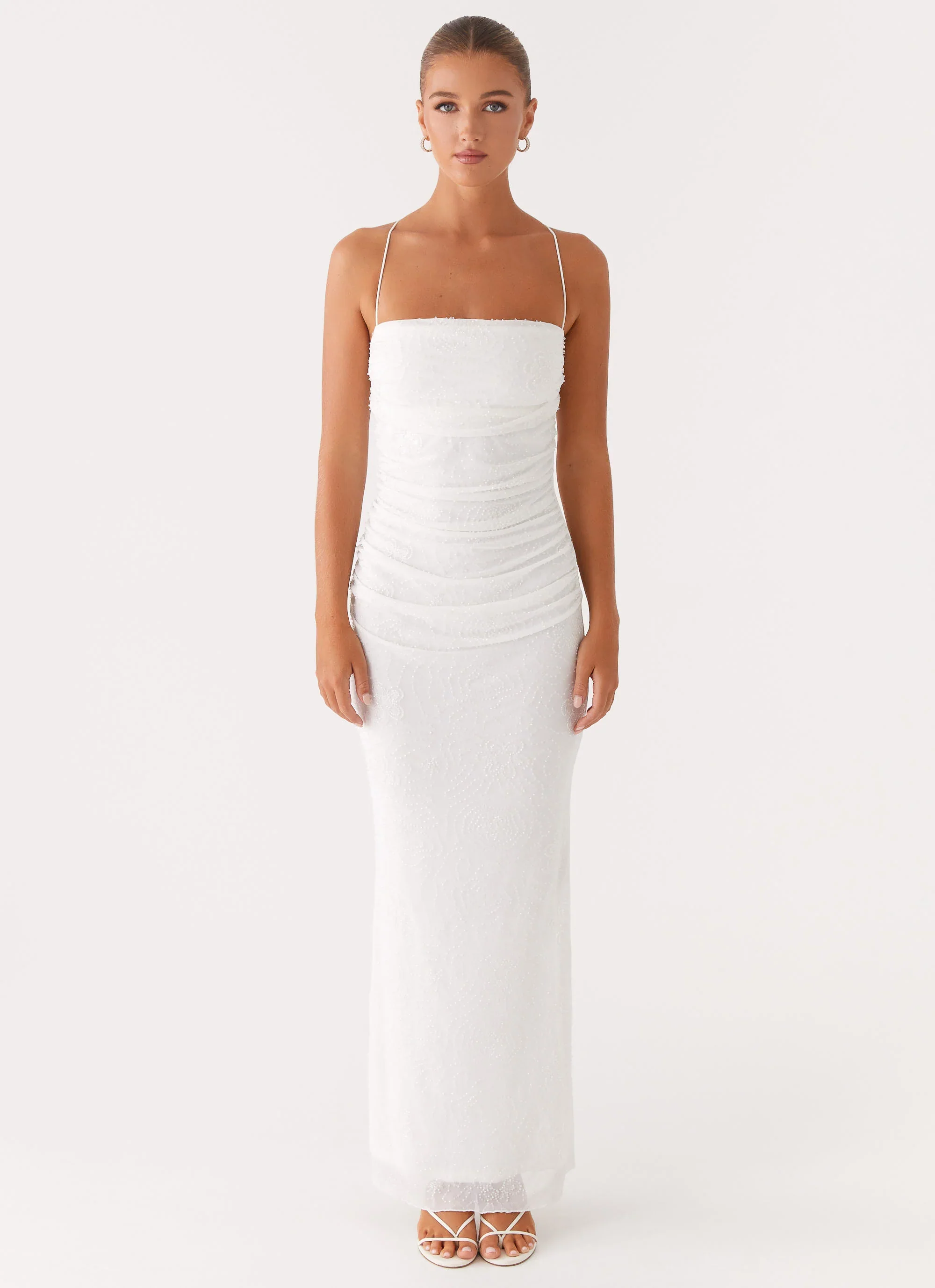 Paxton Beaded Maxi Dress - White