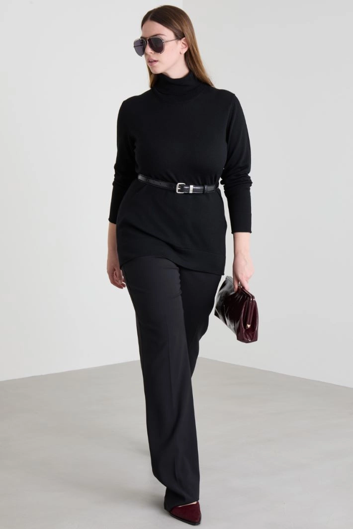 Wool crepe trousers - BLACK