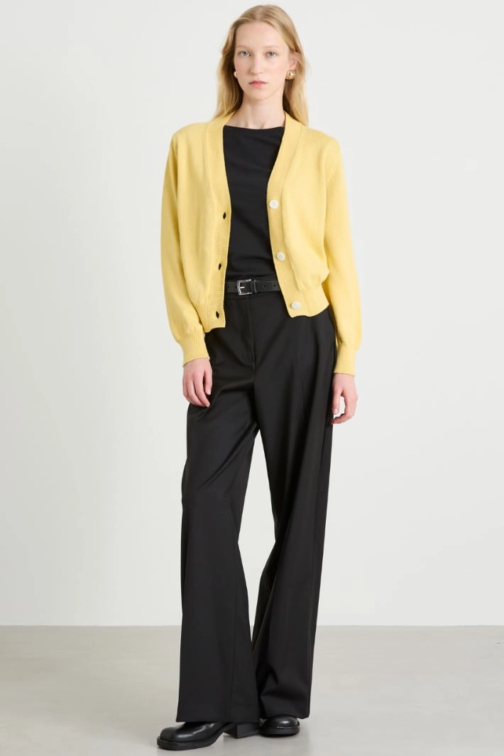 Cotton cardigan - PASTEL YELLOW