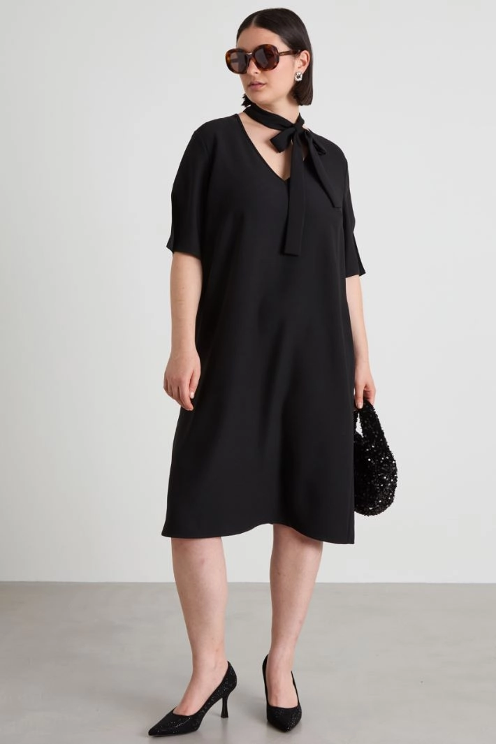 Crepe envers satin dress - BLACK