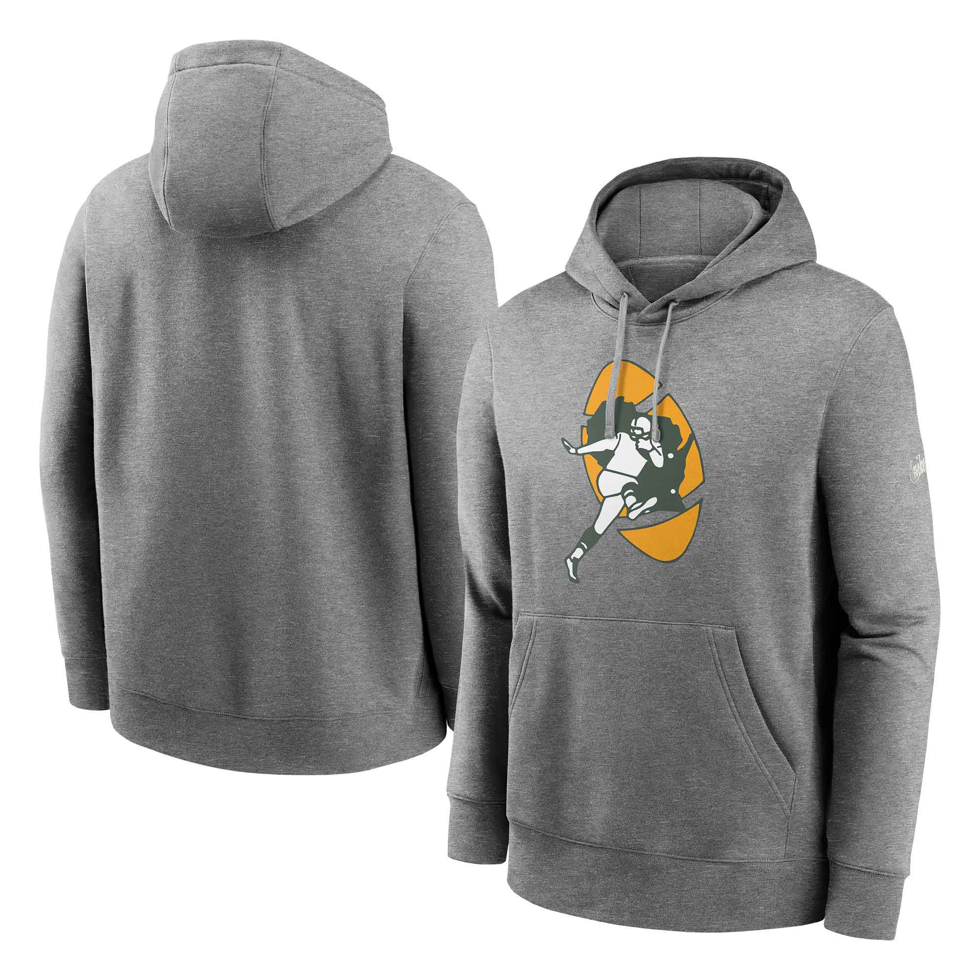 Green Bay Packers Rewind Throwback Fleece NFL Hoodie Grey