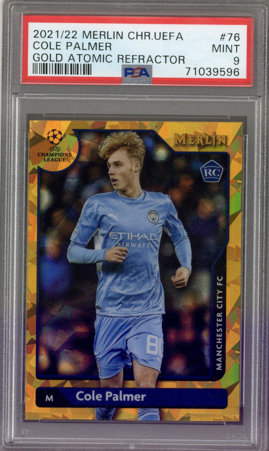 2021/22 Topps Merlin Cole Palmer Gold Atomic /50 PSA 9