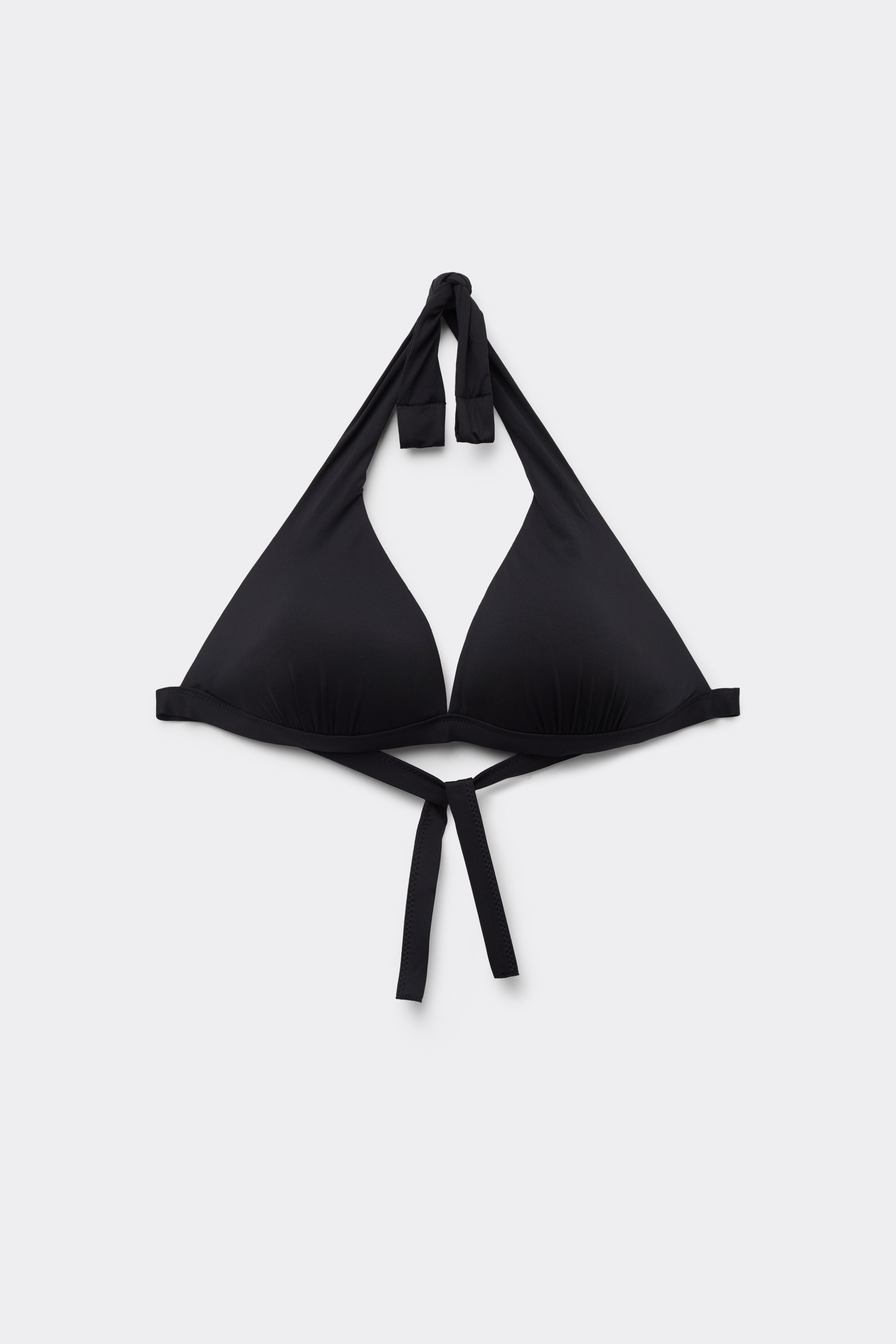 Plain Colour Preformed Triangle Bikini Top with Wide Shoulder Straps