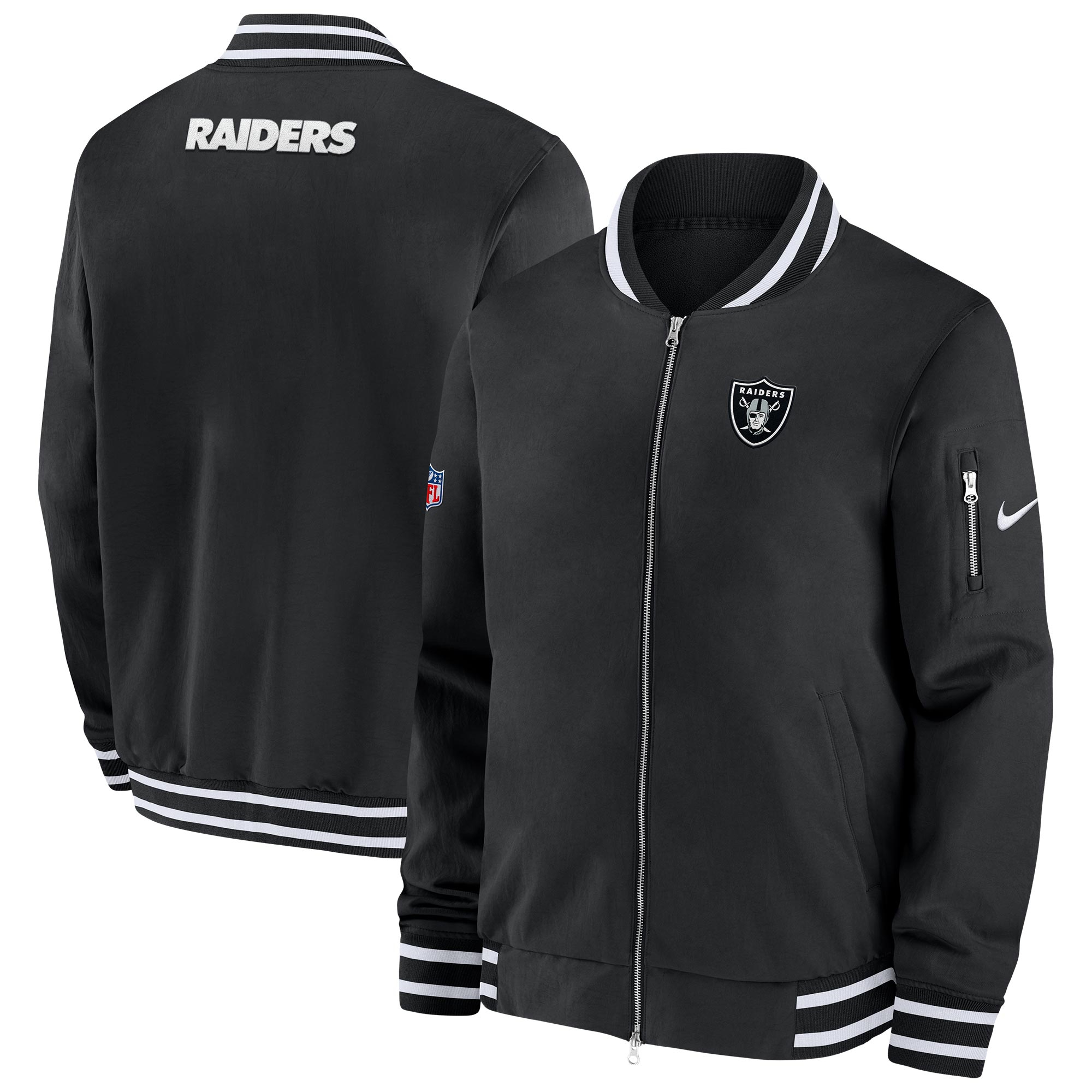 Las Vegas Raiders NFL Sideline Nike Coach Bomber Jacket