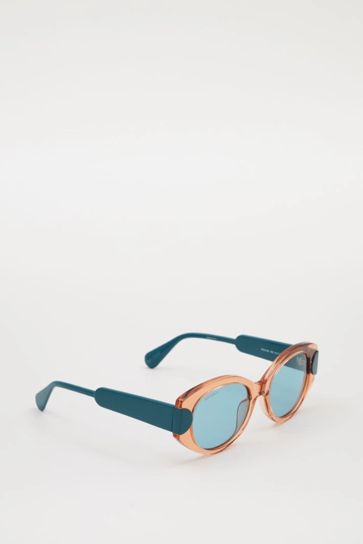 Glasses with contrasting temples - GREEN PINK