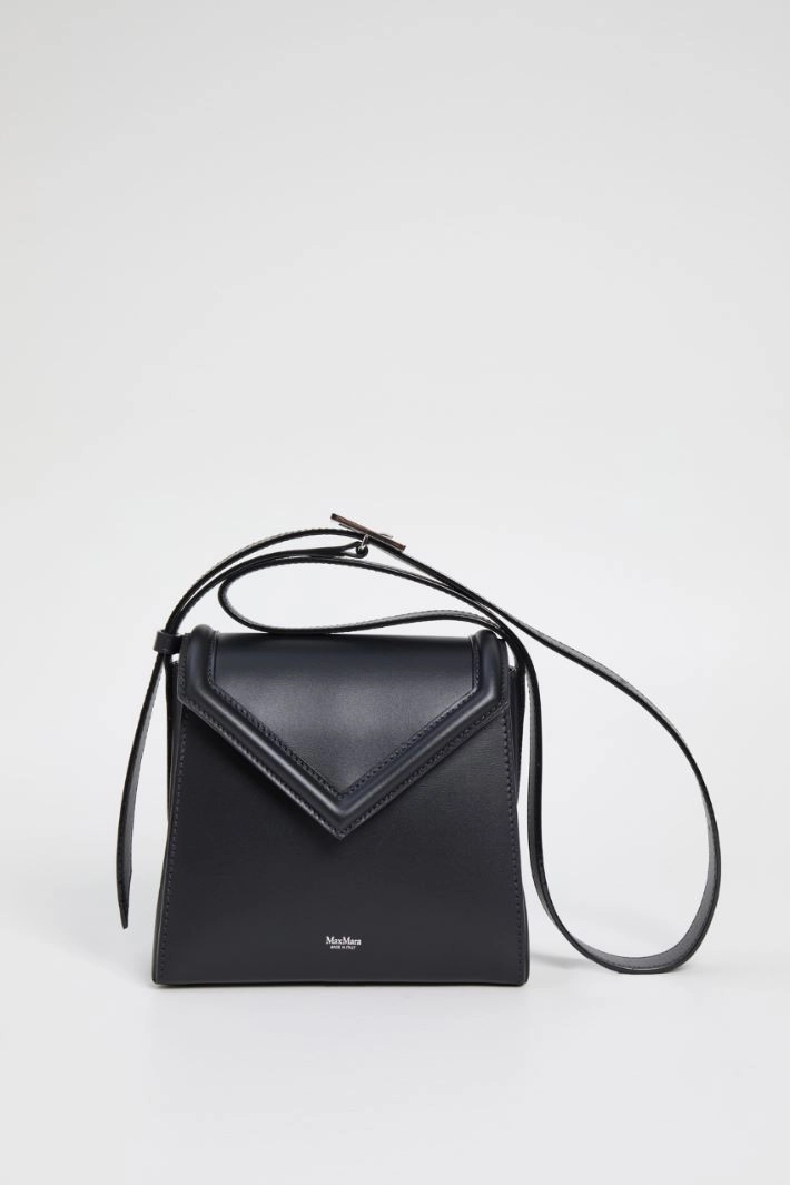 Crossbody bag with shaped flap - BLACK