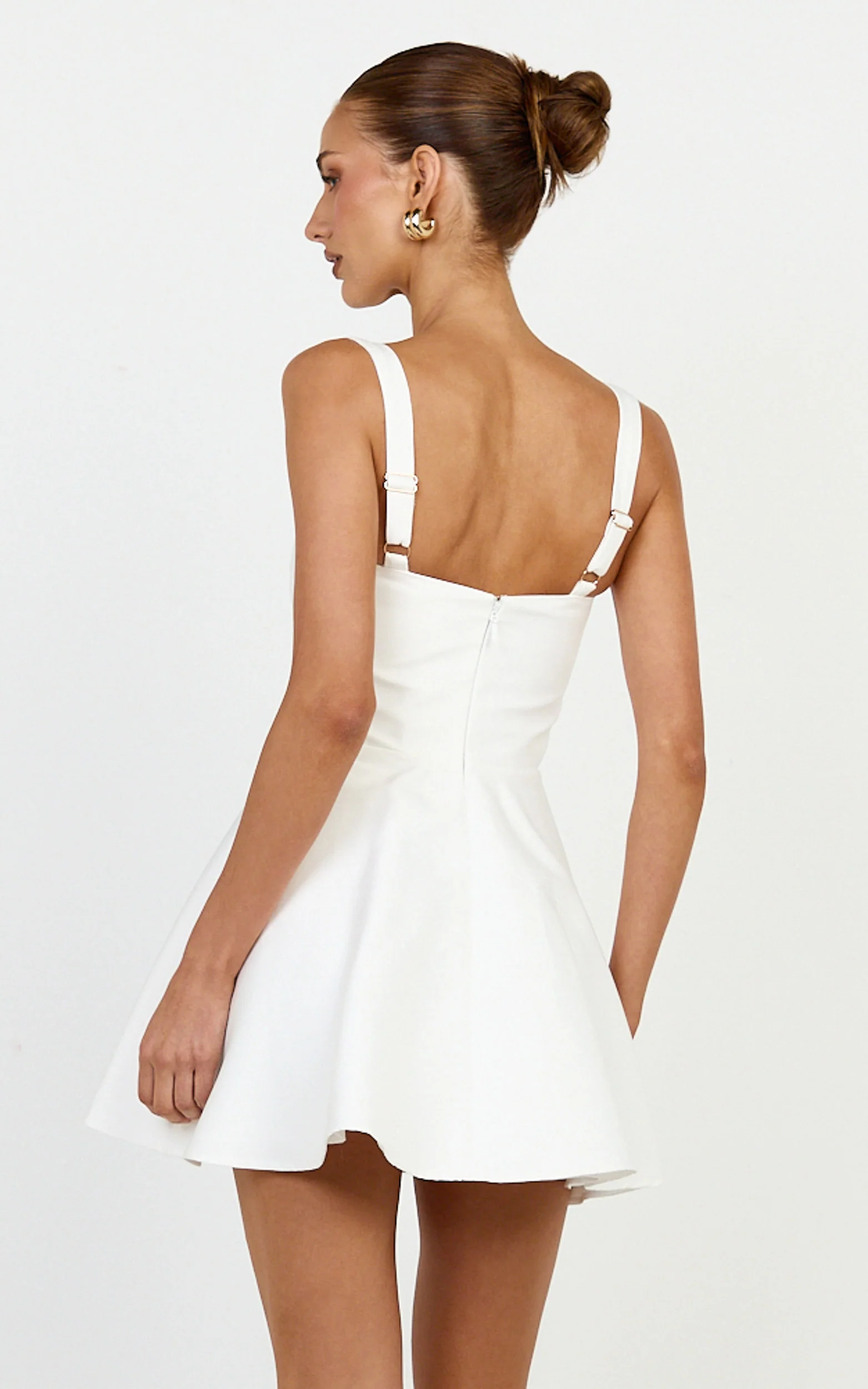Talia Mini Dress Scoop Neck Fit And Flare Dres in White