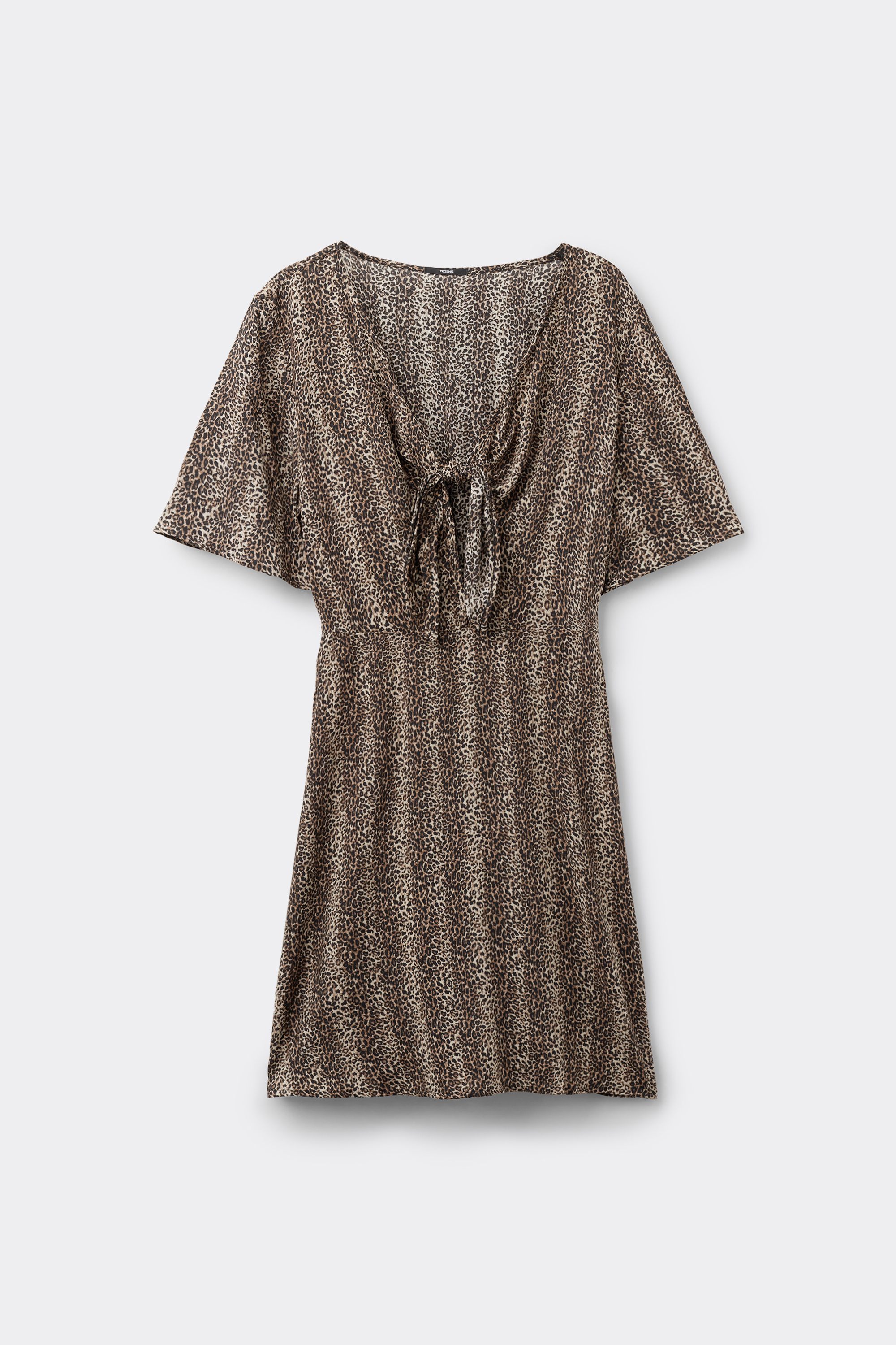 Short Sleeve Viscose Dress with Knot