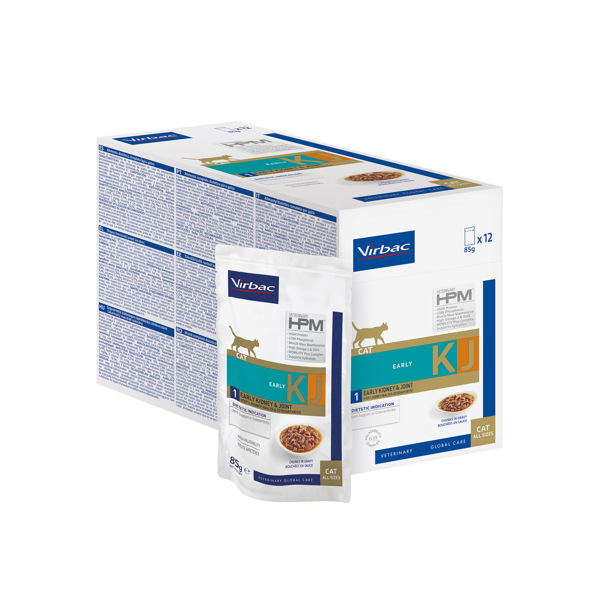 Veterinairy HPM Dietetic Cat Early Kidney Joint - Pouch - 12 x 85 g