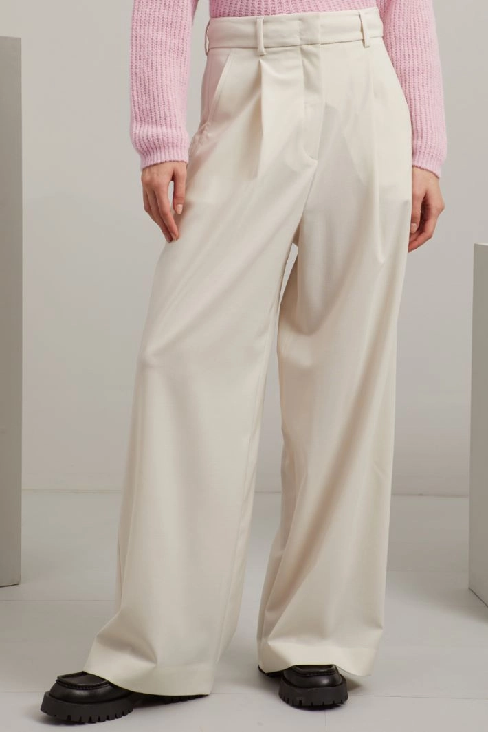 Wool canvas trousers - IVORY
