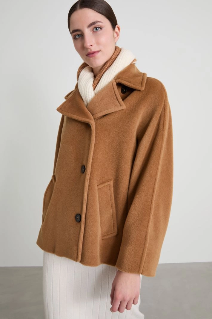 Wool beaver pea coat - CAMEL