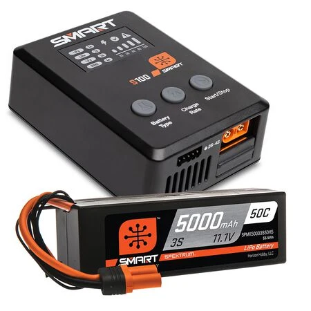 Smart Powerstage Surface Bundle: 5000mAh 3S 50C LiPo Battery (IC5) / 100W S100 Charger Spektrum SPMX-1034
