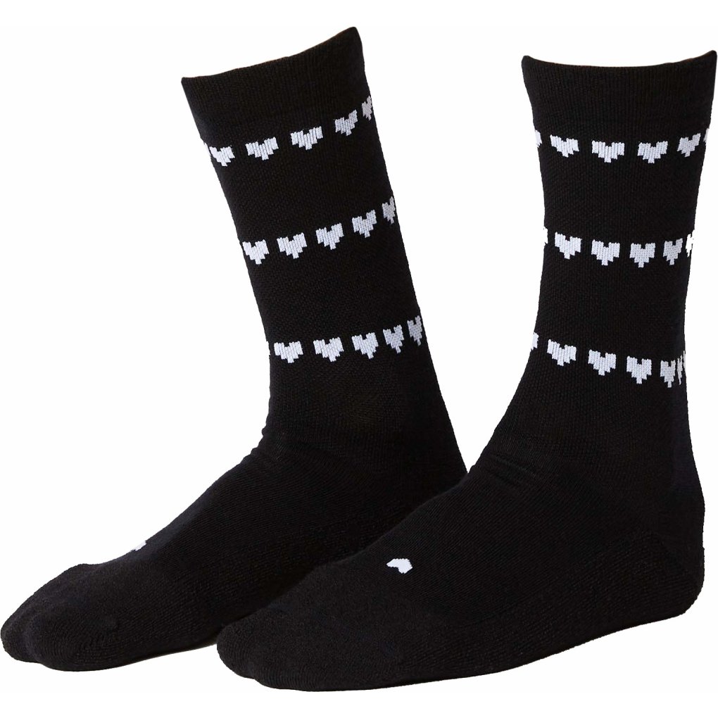 FINGERSCROSSED Merino Cycling Socks - Heart - Black
