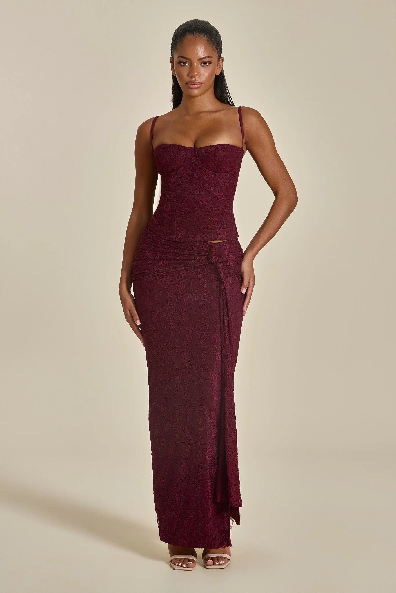 The Lexi Lace Corset Top in Plum