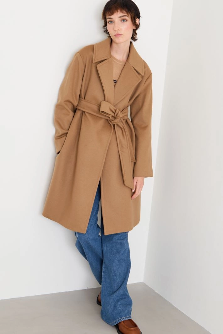 Zibeline drap coat - CAMEL