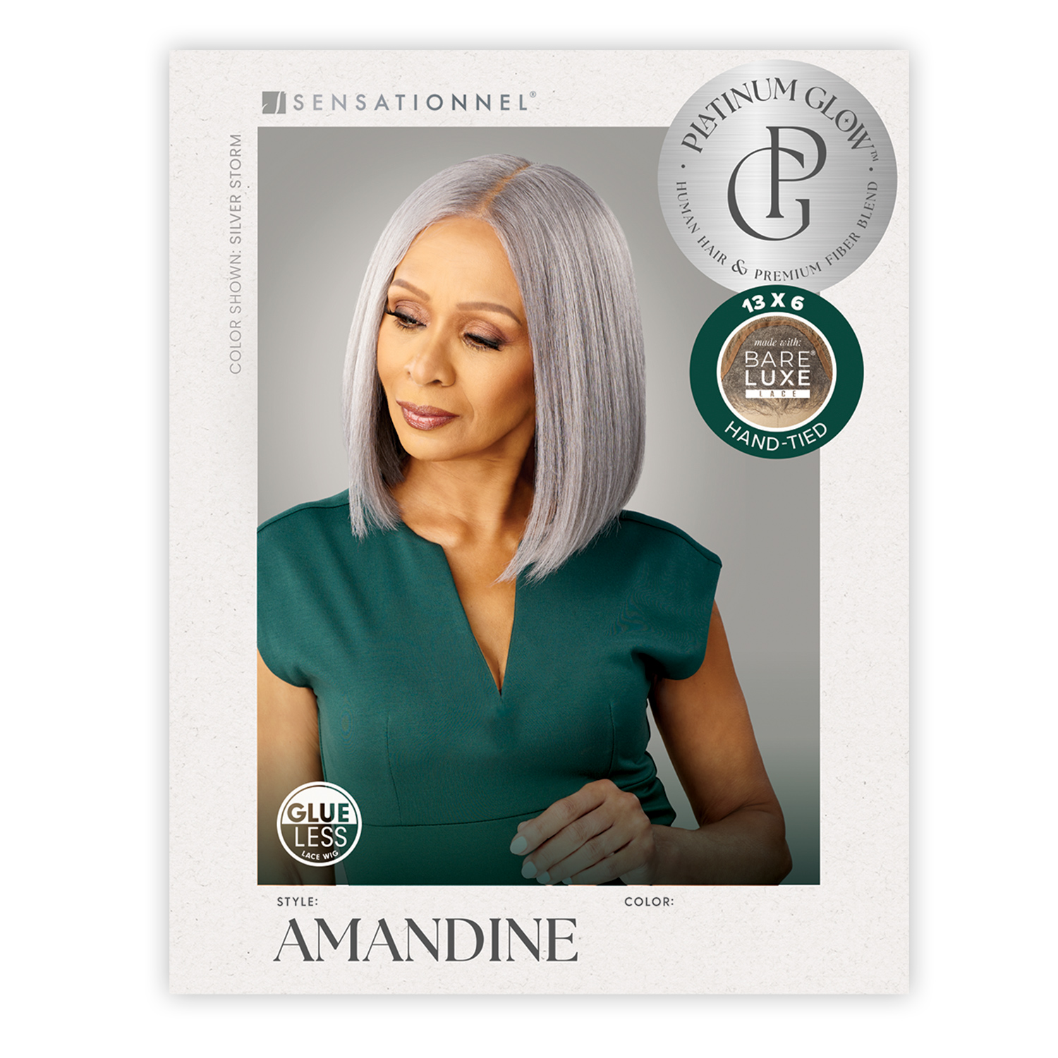 Sensationnel Human Hair Blend Lace Front Wig BareLace Glueless 13X6 Platinum Glow Amandine