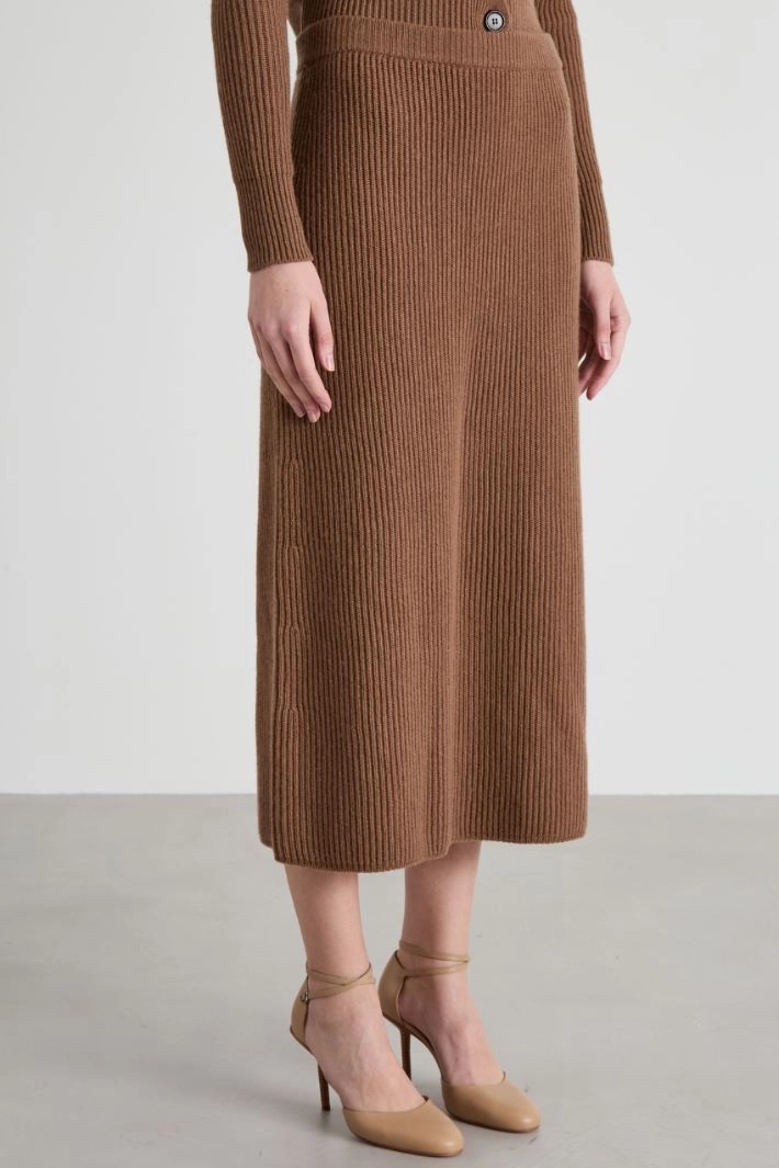 Rib-knit skirt - BROWN
