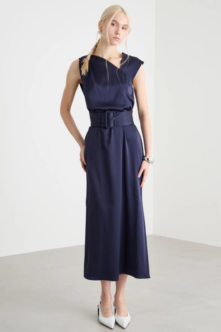 Long satin dress - BLUE