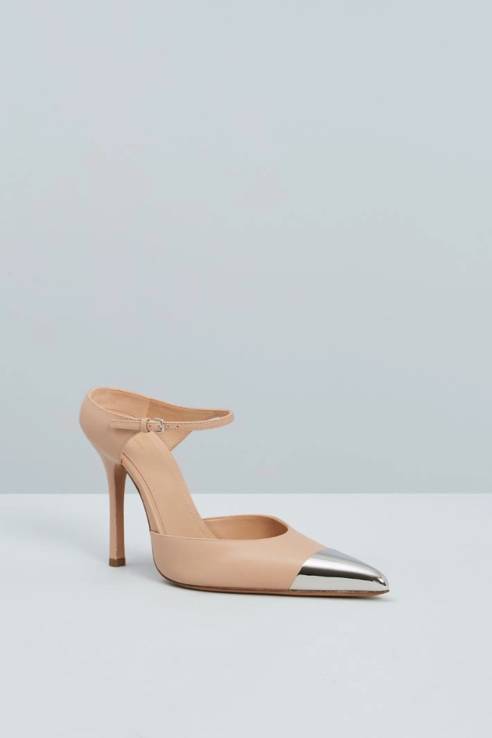 Metal toe court shoes - NUDE SILVER