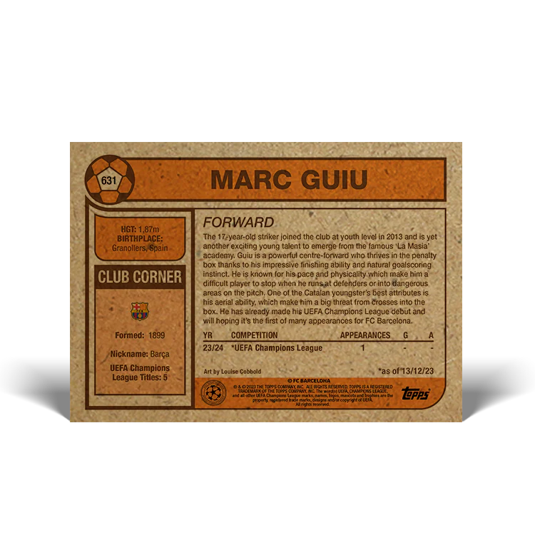 Topps UK - UCC Living Set Card #631 - Marc Guiu