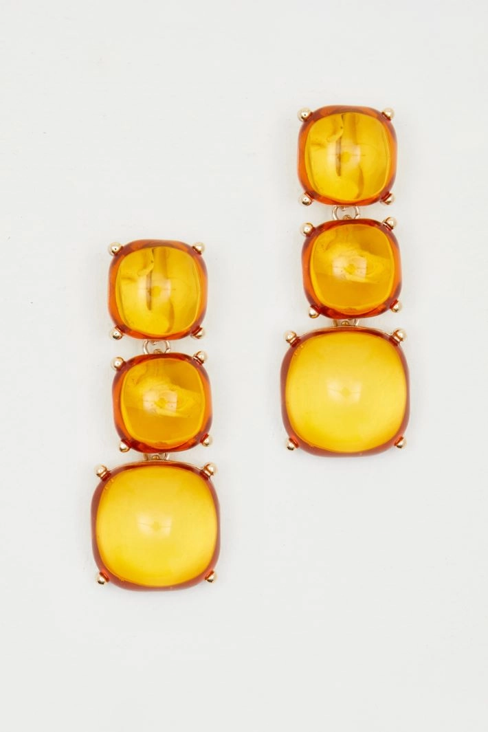 Pendant earrings with stones - OCHRE GOLD