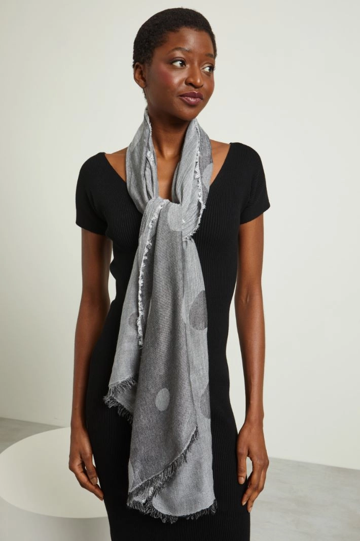 Viscose jacquard stole - BLACK WHITE