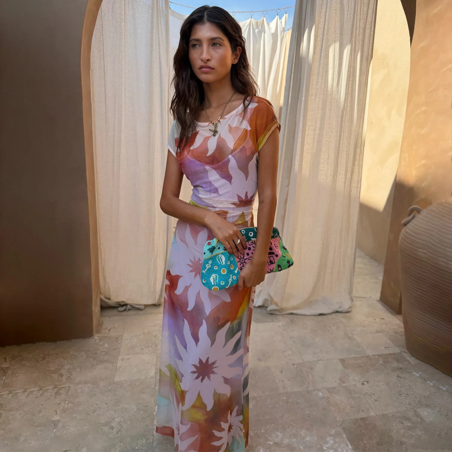 Abstract Soleil Luna Mesh Dress